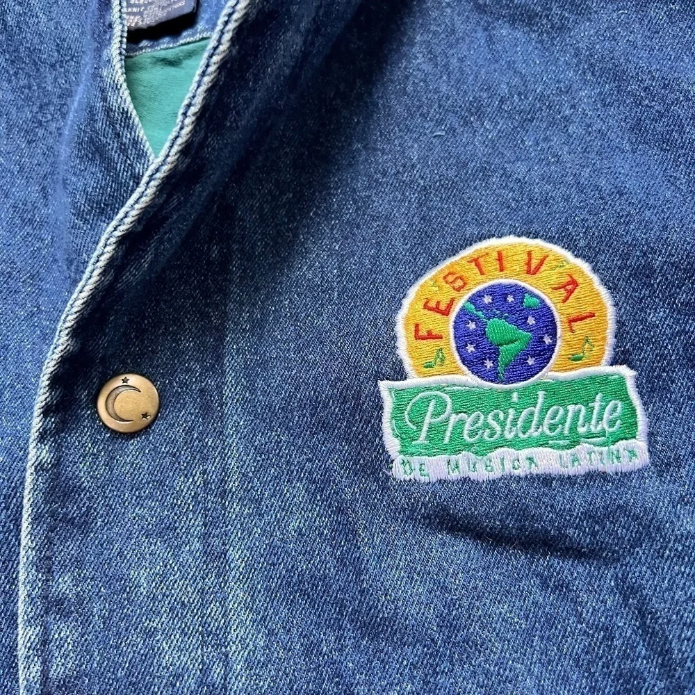 Festival Presidente De Musica Latina Luna Pier Denim Varsity Jacket Size Large🍻